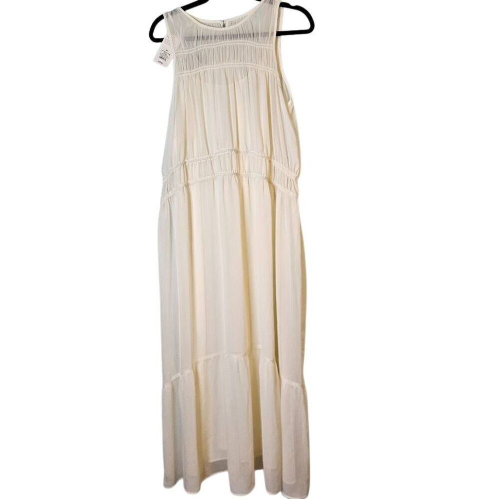 A New Day slip dress with a sheer overlay,  Boho, cream, romantic. M